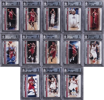 2003/04 Upper Deck Phenomenal Beginning LeBron James Rookie Cards BGS MINT 9 Collection (13 Different)